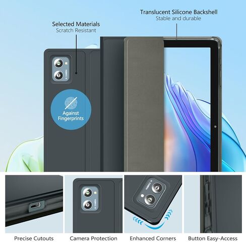 10.1 inch Android Tablet Case, Tablet Cases for A55 10.1 inch Android Tablets Slim Stand Protective Cover & 360 Degree Rotatable Back Cover, Compatible with A55 Tablet 10.1 inch Case (Black) in Saudi Arabia