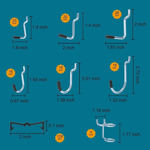 248PCS Pegboard Accessories Organizer Kit, Pegboard Bins, Pegboard Set for Tools, 1/8 and 1/4 inch Pegboard Hooks Assortment, Pegboard Bins, Metal Hooks for Hanging Storage (All Black) in Kuwait