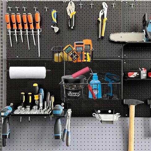 248PCS Pegboard Accessories Organizer Kit, Pegboard Bins, Pegboard Set for Tools, 1/8 and 1/4 inch Pegboard Hooks Assortment, Pegboard Bins, Metal Hooks for Hanging Storage (All Black) in Kuwait