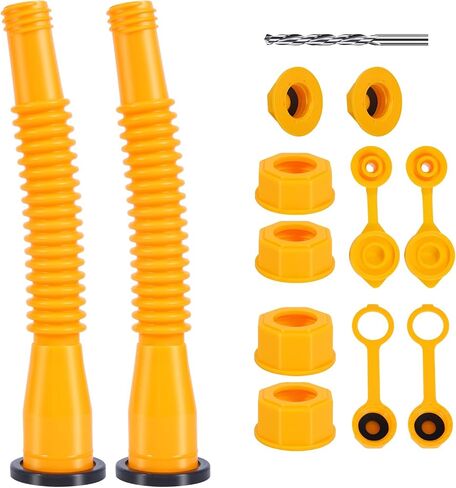 Gas Can Spout Replacement 3 Kits, 1/2/5/10 Gallon Gas Can Nozzle Replacement, Leak Proof Gas Can Spouts Set with Flexible Nozzles, Screw Collar Caps, Spout Cover, Base Cap, Drill Bit in Saudi Arabia