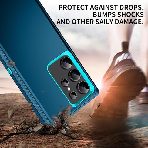 for Galaxy S23 Ultra Case,Heavy Duty Shockproof Dust/Drop Poof 3 Layers Full Bady Protection Rugged Cover Case for Galaxy S23 Ultra,Turquoise in Kuwait