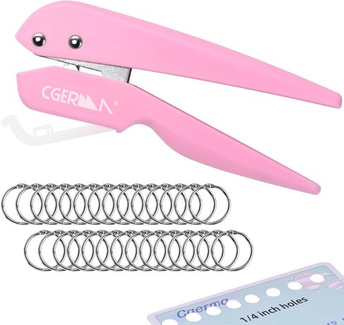 Single Hole Punch, 1/4" Hole Punches, 50% Labor Savings, Paper Hole Puncher, 15 Sheet Capacity, for Paper Cards Plastic Cardboard, Pink in Kuwait