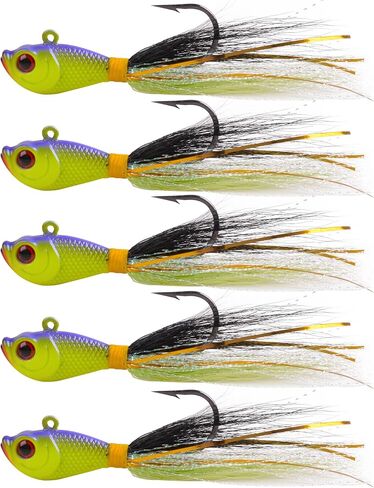 Bucktail Jigs Lure Saltwater Flounder Bass,5pcs Bucktail Jig Hair Bucktail Teaser Hooks Swimbait Jig Heads Bait for Walleye Striper Bluefish 0.25oz/0.5oz/1oz/1.5oz/2oz in Saudi Arabia