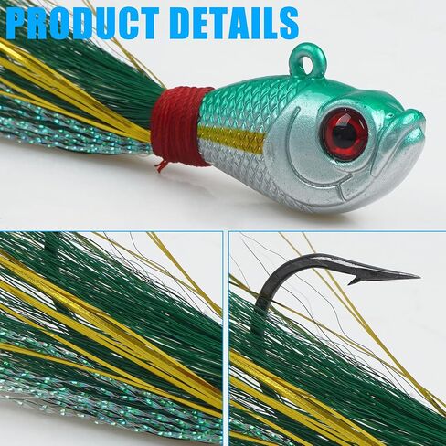 Bucktail Jigs Lure Saltwater Flounder Bass,5pcs Bucktail Jig Hair Bucktail Teaser Hooks Swimbait Jig Heads Bait for Walleye Striper Bluefish 0.25oz/0.5oz/1oz/1.5oz/2oz in Saudi Arabia