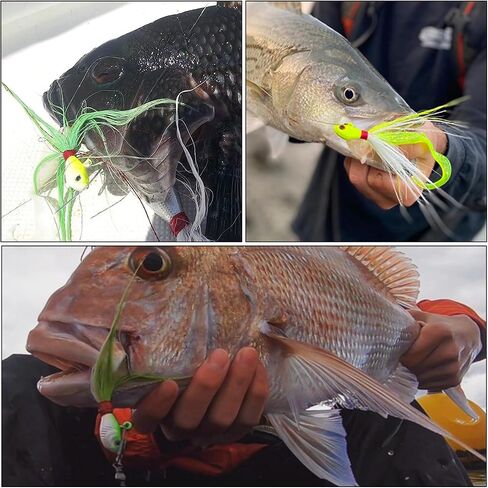 Bucktail Jigs Lure Saltwater Flounder Bass,5pcs Bucktail Jig Hair Bucktail Teaser Hooks Swimbait Jig Heads Bait for Walleye Striper Bluefish 0.25oz/0.5oz/1oz/1.5oz/2oz in Saudi Arabia