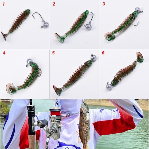 Fishing Soft Lures, Soft Baits Kit, Worm Trailer Grub, Jig Head Hook, Soft Plastic Baits, for Trout Redfish, Saltwater Freshwater, 20/35/75/120PCS with Box in Saudi Arabia