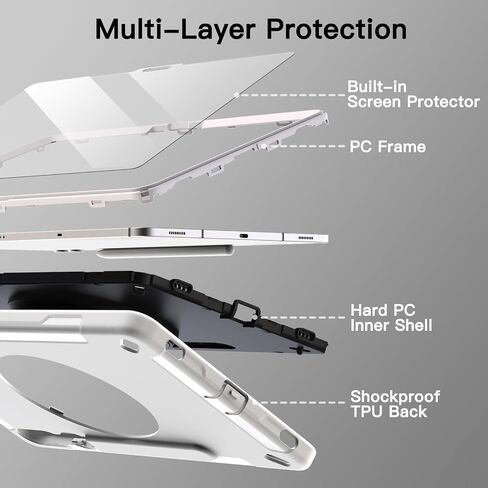 JETech Case for Samsung Galaxy Tab S10 Plus/Tab S9 Plus 12.4-Inch with Built-in Screen Protector and S Pen Holder, Heavy Duty Rugged Protective Cover, 360° Rotating Hand Strap Stand (Beige) in Saudi Arabia