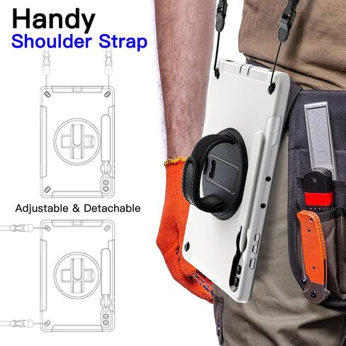 JETech Case for Samsung Galaxy Tab S10 Plus/Tab S9 Plus 12.4-Inch with Built-in Screen Protector and S Pen Holder, Heavy Duty Rugged Protective Cover, 360° Rotating Hand Strap Stand (Beige) in Saudi Arabia