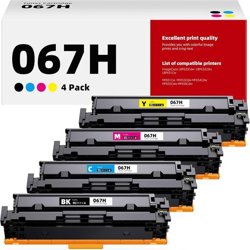 067H 067 Toner Cartridges Replacement for Canon 067 067-H CRG-067H Work with Canon imageCLASS LBP632Cdw LBP633Cdw LBP631Cw MF653Cdw MF654Cdw MF656Cdw MF651Cw MF655Cdw Printer (4 Pack, B/C/M/Y) in Saudi Arabia