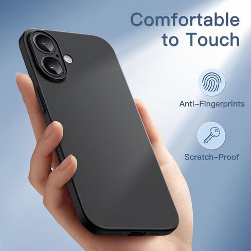 Jetech Ultra Slim Case لـ iPhone 16 Plus 6.7 بوصة ، حماية كاملة من عدسة الكاميرا ، وغطاء خفيف غير لامع PP الحد الأدنى (أسود) in Saudi Arabia