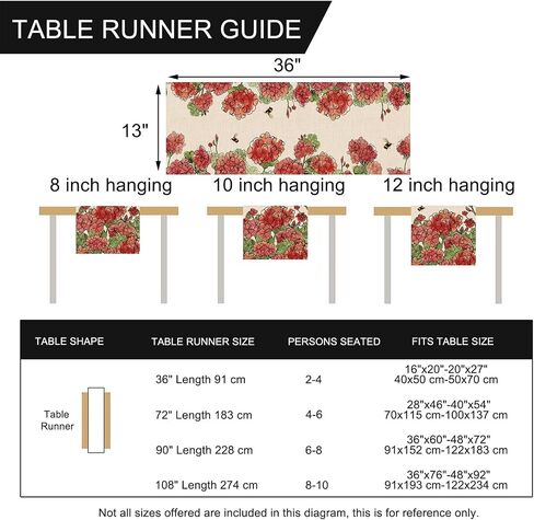 Seliem Spring Red Poppy Flower Table Runner, Watercolor Patriotic Floral Butterfly Home Kitchen Botanical Decor, Memorial Day Summer Seasonal Farmhouse Dining Anniversary Decorations 13 x 72 in Kuwait
