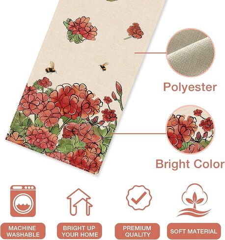 Seliem Spring Red Poppy Flower Table Runner, Watercolor Patriotic Floral Butterfly Home Kitchen Botanical Decor, Memorial Day Summer Seasonal Farmhouse Dining Anniversary Decorations 13 x 72 in Kuwait
