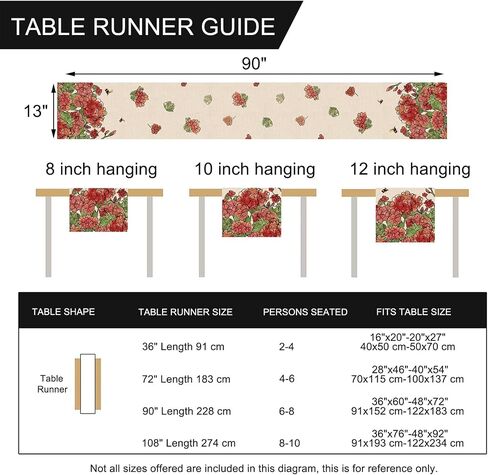 Seliem Spring Red Poppy Flower Table Runner, Watercolor Patriotic Floral Butterfly Home Kitchen Botanical Decor, Memorial Day Summer Seasonal Farmhouse Dining Anniversary Decorations 13 x 72 in Kuwait