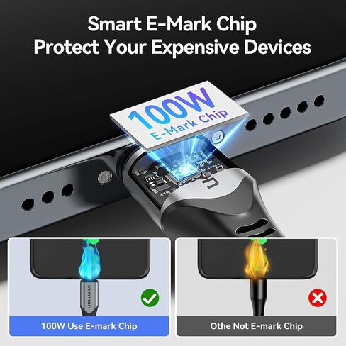 VENTION 100W Magnetic Charging Cable Type C, 90° USB C Charging Cable 3.3ft/Magnetic Phone Charger Cable for Android/Data Transfer Cable for Type C, Micro USB, Nylon-Braided Cords in Saudi Arabia