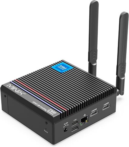 MINIX Z100-0dB Fanless Mini PC, Intel 12th Gen N100, 8GB DDR4/256GB PCIe 3.0 X4 SSD/4K Dual Display/2.5G LAN/Windows 11 Pro/Auto Power On/for Home/Office/Industrial and Commercial. in Saudi Arabia