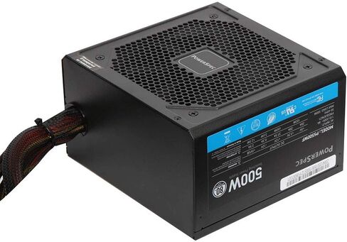 500W 80 Plus White Certified Fixed Cable Power Supply with Flat Black Cables and Quiet Fan in Saudi Arabia