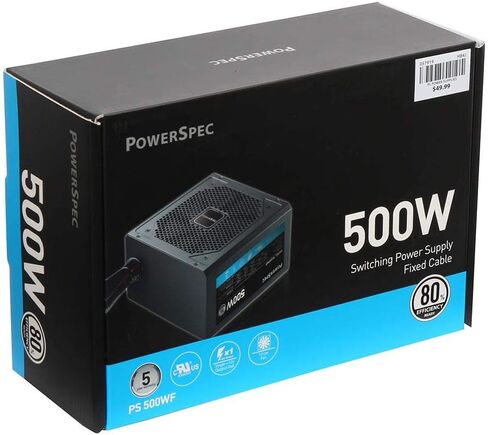 500W 80 Plus White Certified Fixed Cable Power Supply with Flat Black Cables and Quiet Fan in Saudi Arabia