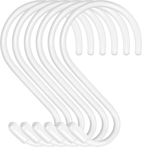 6 حزمة 5 بوصات S لعلان السنانير الثقيلة ، خزانة كبيرة في الفينيل المغلفة S - السنانير المعدنية غير المعدنية لتعليق أواني المطبخ وعاء أكواب الملابس جينز مناشف القبعات أكياس (أسود) in Kuwait