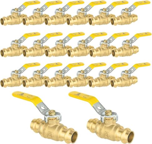1-Pack HeSun Brass Press Ball Valve, 1" Press x 1" Press Shut Off Valve, 1/4 Turn Full Port Water Stop with O-Rings in Kuwait
