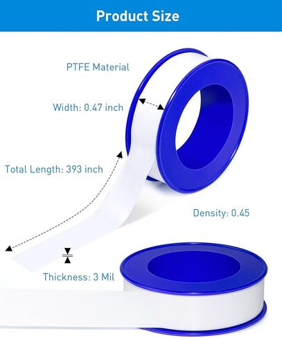 XEHAHOSH 3 Rolls PTFE Tape, High-Density Thickening, Etter Sealing, for Thread Seal Tape, Plumbers Tape, Sealant Tape, Plumbing Tape, L 590 Inch x W 0.51 Inch x T 4 Mil x D 0.45, White in Saudi Arabia