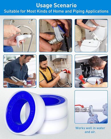 XEHAHOSH 3 Rolls PTFE Tape, High-Density Thickening, Etter Sealing, for Thread Seal Tape, Plumbers Tape, Sealant Tape, Plumbing Tape, L 590 Inch x W 0.51 Inch x T 4 Mil x D 0.45, White in Saudi Arabia