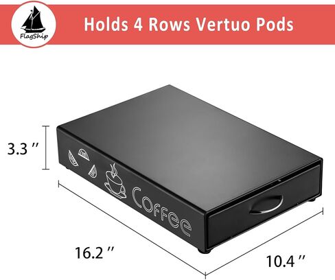 FlagShip for Vertuo Pod Holder Coffee Pod Storage for Nespresso Pod Organizer Black Metal Fits All Size Vertuo Pods in Kuwait