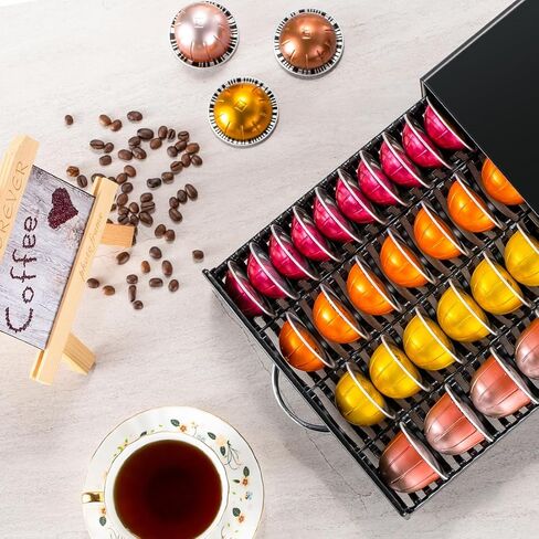 FlagShip for Vertuo Pod Holder Coffee Pod Storage for Nespresso Pod Organizer Black Metal Fits All Size Vertuo Pods in Kuwait