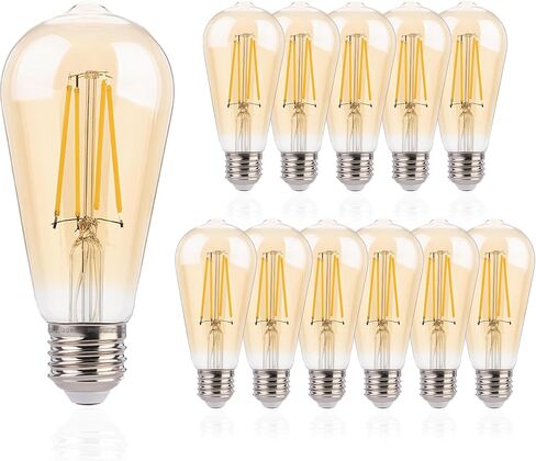 FLSNT 40W Equivalent LED Edison Bulbs with Amber Glass, 4W ST19 Dimmable Vintage LED Light Bulbs for Pendant Light, 90+ High CRI, 2200K Warm White, 400LM, E26 Base, 6 Pack in Kuwait