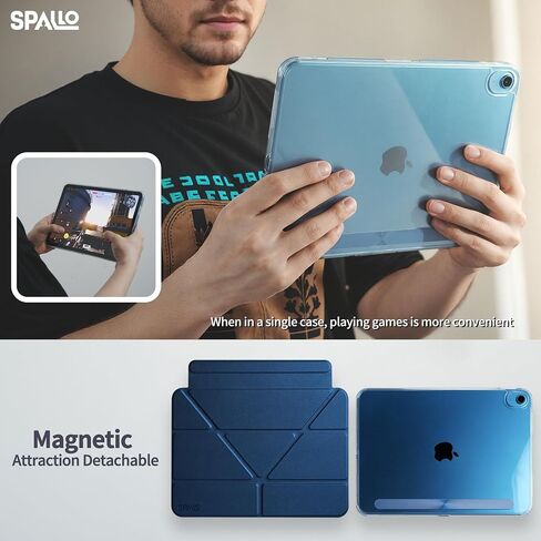 Magnetic Detachable Case for iPad (A16) 11th/10th, Portrait/Landscape Stand Cover (2025/2022) with Hard Shell Back,5 Standing Angles,Auto Wake/Sleep, Slim and Light for Travel/Business/Gaming in Saudi Arabia