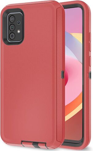 Galaxy A52 5G Case - Military Drop Shockproof Armor Heavy Duty Rugged 3 in 1 Protection Cover for Galaxy A52 5G (Red+Black) in Saudi Arabia
