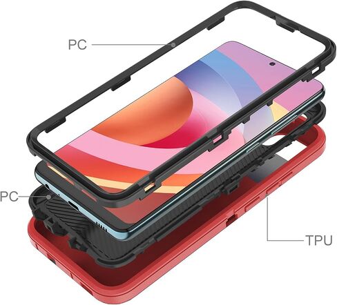 Galaxy A52 5G Case - Military Drop Shockproof Armor Heavy Duty Rugged 3 in 1 Protection Cover for Galaxy A52 5G (Red+Black) in Saudi Arabia