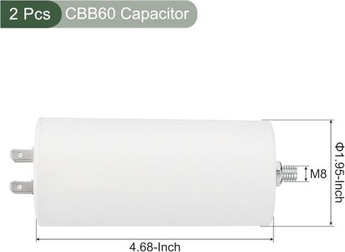 YOKIVE 60uF CBB60 Capacitor with 4 Pins, AC 250V(White) in Kuwait