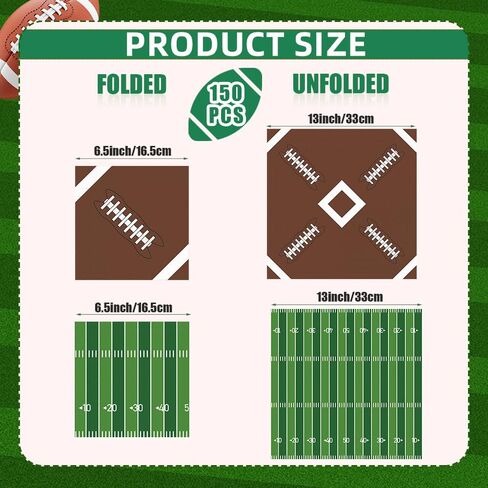 Superbowl Party Decorations, Football Napkins, 100 PCS Disposable Football Paper Napkins, Football Cocktail Napkins, Decorative Dinner Hand Napkins for Football Tailgate Party Decorations Supplies in Kuwait