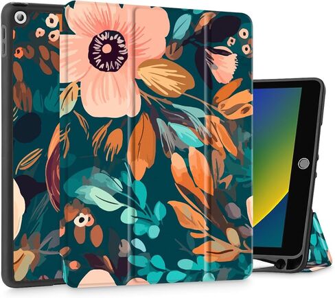 May Chen Case for iPad 10.2 Inch 2021 2020 2019 iPad 9th/8th/7th Generation with Pencil Holder, Slim Stand Protective Case with Soft TPU Back, Auto Sleep/Wake Cover, Abstract Florals in Saudi Arabia