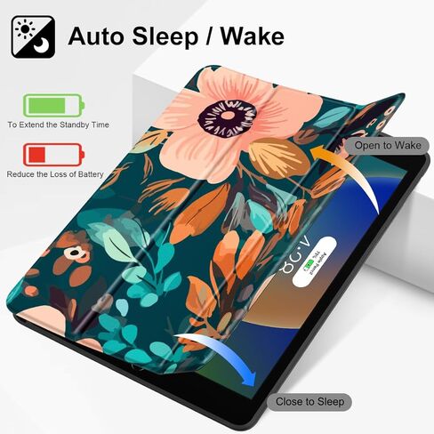May Chen Case for iPad 10.2 Inch 2021 2020 2019 iPad 9th/8th/7th Generation with Pencil Holder, Slim Stand Protective Case with Soft TPU Back, Auto Sleep/Wake Cover, Abstract Florals in Saudi Arabia