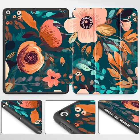 May Chen Case for iPad 10.2 Inch 2021 2020 2019 iPad 9th/8th/7th Generation with Pencil Holder, Slim Stand Protective Case with Soft TPU Back, Auto Sleep/Wake Cover, Abstract Florals in Saudi Arabia