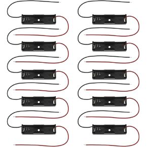 10pcs 1.5V AA Battery Holder with Leads for Electronic Experiment DIY Projects PCB Circuit Projects Family Appliances, Black