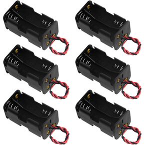 WMYCONGCONG 6 PCS 4 x 1.5V AA Battery Holder Case Box with Black Red Wire Leads