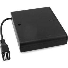 USB Female Socket 6 AA Battery Case Box Holder with ON-Off Switch and