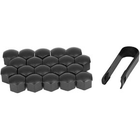 X AUTOHAUX 20pcs 17mm Black Plastic Car Wheel Nut Lug Hub Screw Rim Bolt Covers Dust Protector Caps with Clip