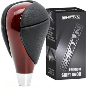 Piano Black Wood Gear Shift Knob Stick Shifter for Lexus ES300h ES350 GS300 GS350 GS430 GS450h GS460 is-F IS250 IS300 IS350 LS460 LS600h RX350 RX450h (Punched Black Leather/Piano Black)
