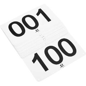 Juvale Marathon Bibs, White Racing Bibs Numbered 1 to 100 (7 x 4 Inches, 100 Pack)