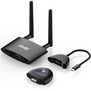 TIMBOOTECH Wireless HDMI Transmitter and Receiver 4K, USB C to Wireless HDMI, Plug & Play, VGA & HDMI Dual Screens, Casting 5.8G Video for Laptop, Cable Box, Phone to Monitor/Projector/HDTV, 165FT