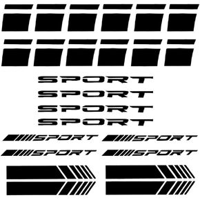 24Pcs Car Decor Stickers and Wheel Decals Set - 12Pcs Wheel Rim Decal Stripes for 18-21 Inch Wheels Tire Rim, 4Pcs Rear View Mirror Stickers, 8Pcs Sport Emblem Reflective Stickers Sport Logo Decals