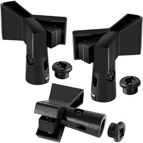 Pack of 3 Pcs Universal Adjustable Microphone Butterfly Clip Mic Clip Holder for Mic Stand with 5/8" Male to 3/8" Female Adapter