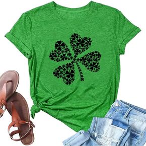 St. Patrick's Day Shirts for Women Lucky Green Shamrock Funny Cute Graphic Tee Tops Irish Gifts