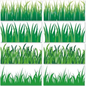 24 Pcs Green Grass Jumbo Borders Grass Boarder Trim Paper Grass Cutouts for School Classroom Bulletin Board Decorations Jungle Spring Party Supplies, 4 Styles