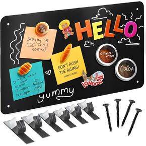 Black Metal Magnet Board - 17.5 x 11.5 Flat Magnetic Board for Magnets - Bulletin Board and Magnet Board for Kids - Black Board with Dual Lock Tape for Easy Hanging