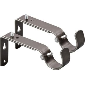 Adjustable Curtain Rod Bracket Or Rod Holder - for 1 or 1 1/8 Inch Rods-(Antique Silver,Set of 2)