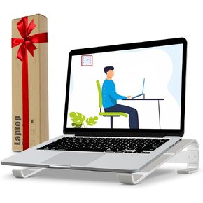 Laptop Stand for Desk, Ergonomic Aluminum Laptop Riser, Sturdy MacBook Stand, Computer Stand Compatible with 12 13.3 14.2 15.3 16.2 Inch MacBook Pro Air/Dell/HP (Black)